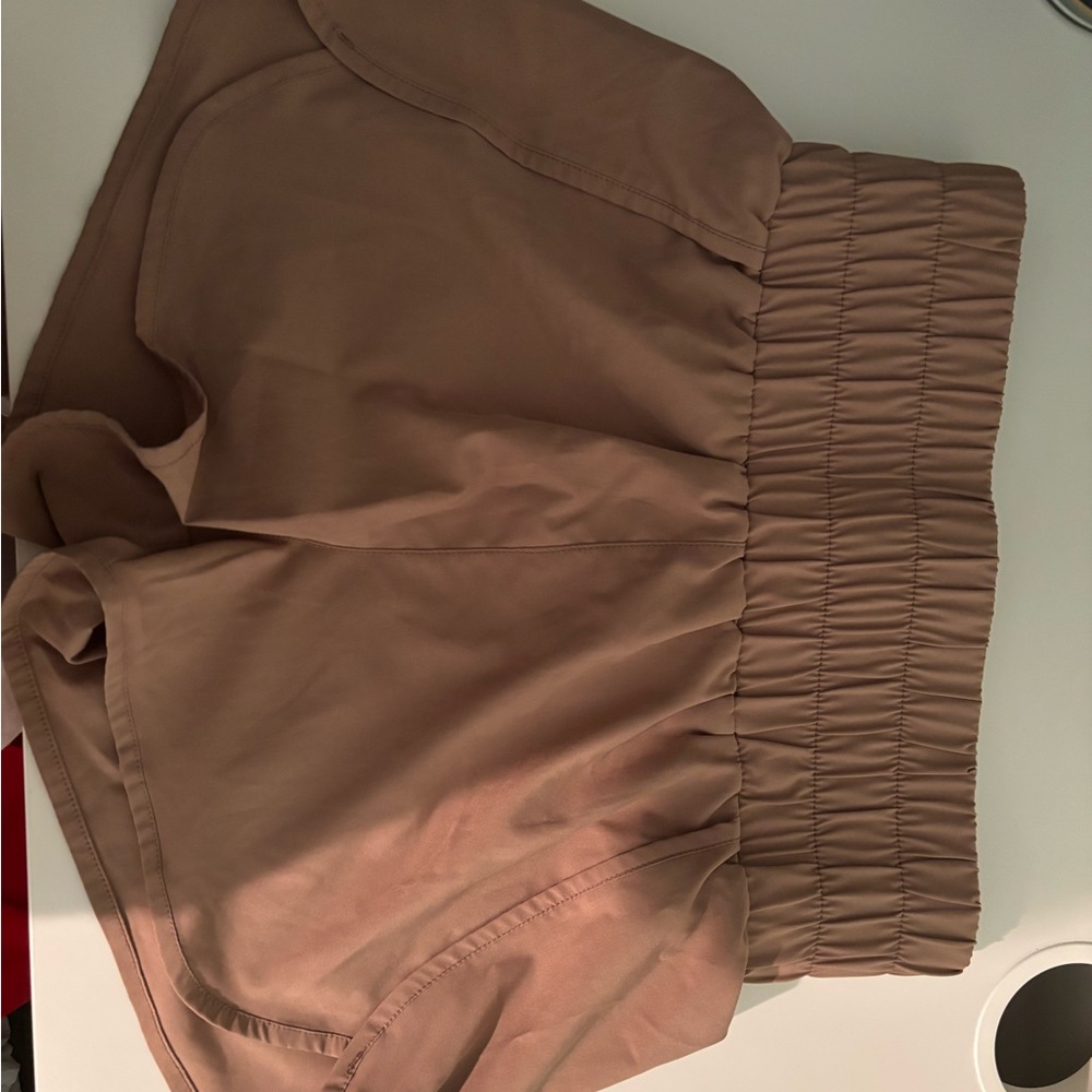 Women's Tan Elastic Waist Shorts